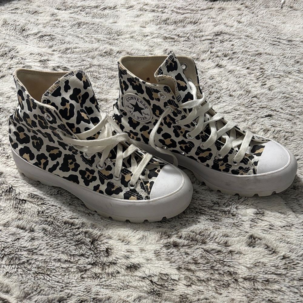 Converse Women's Black and White Leopard High-Tops